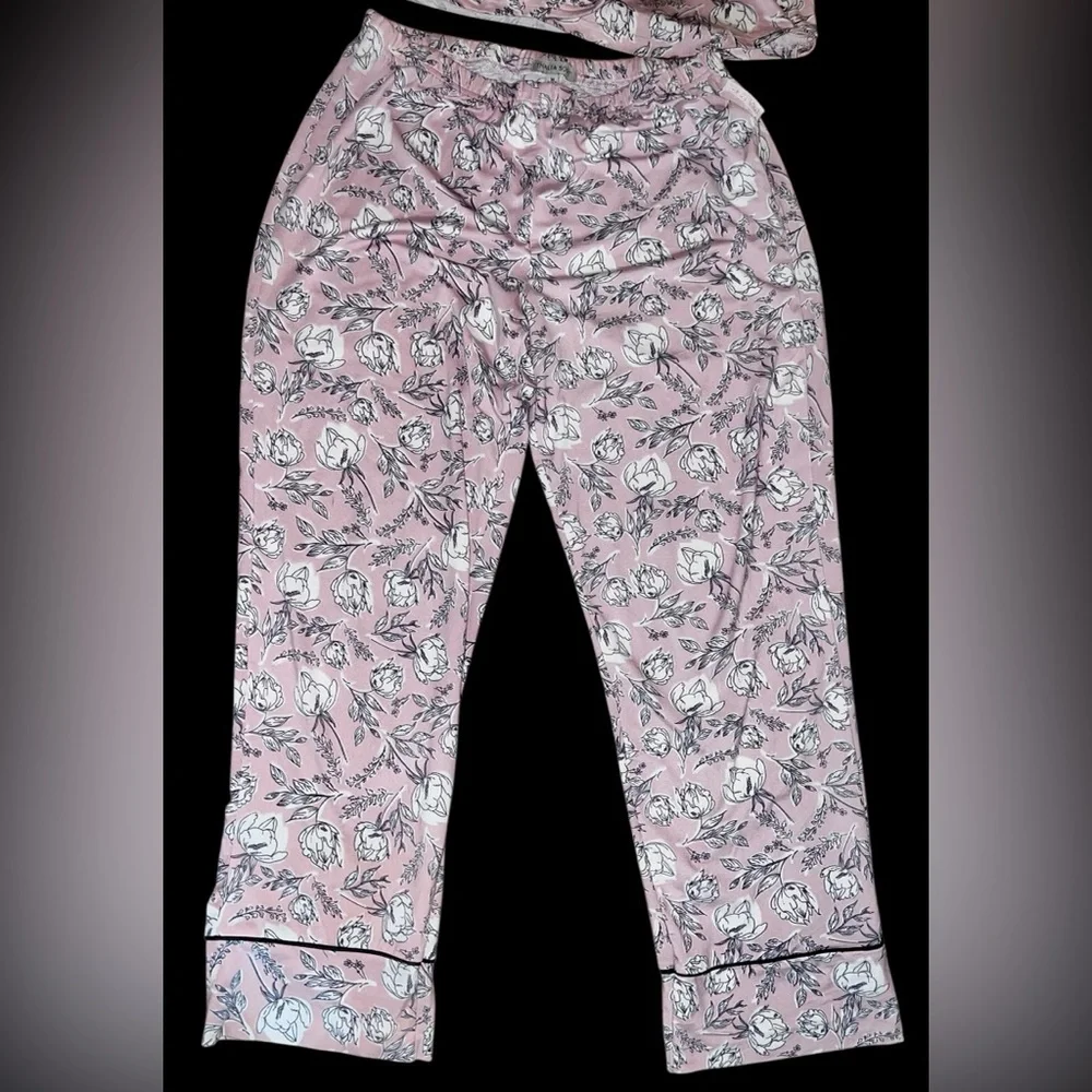 Thalia Sodi 2 piece pink floral pajama pants set lightweight women’s M - Picture 2 of 5